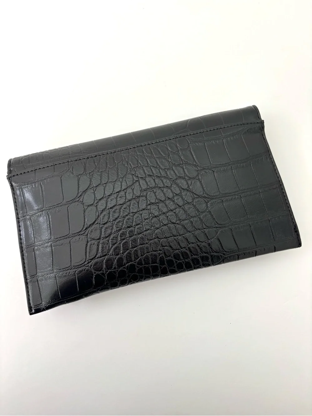 ZARA Black Croc Embossed Envelope Clutch NWT Convertible Shoulder Bag